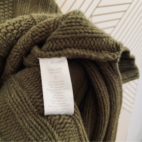 Everlane Wool Cashmere Cable Knit Mock neck  fisherman chunky knit Sweater M - Picture 5 of 10